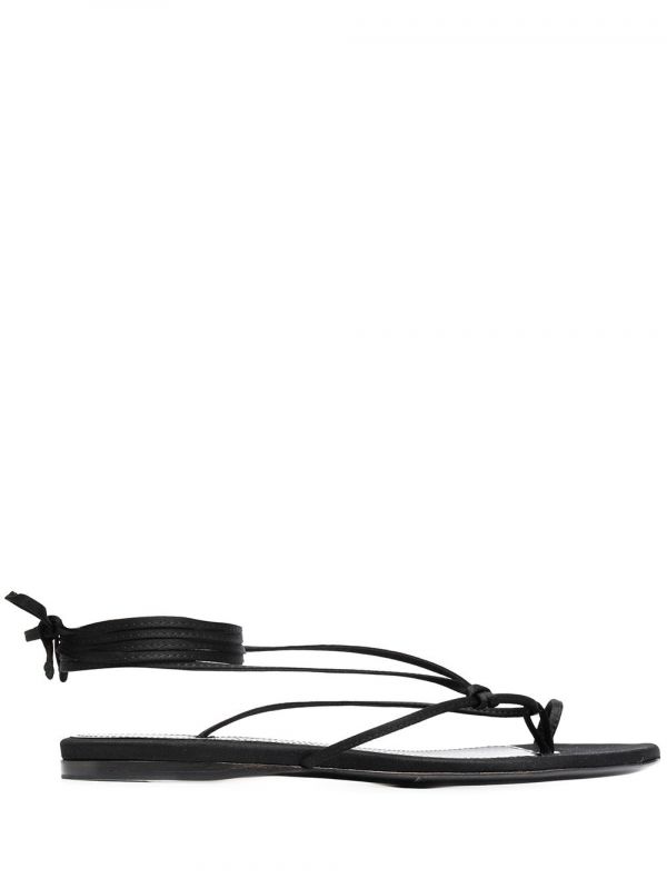  The Attico Wraparound Style Sandals - Black 