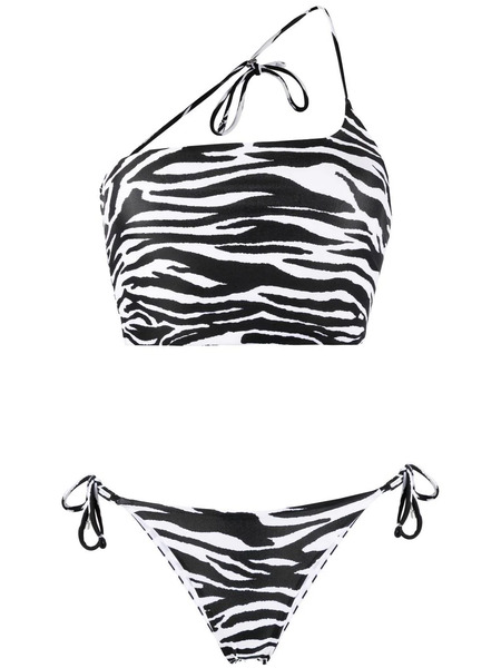  The Attico Zebra-print Asymmetric Bikini - Black 