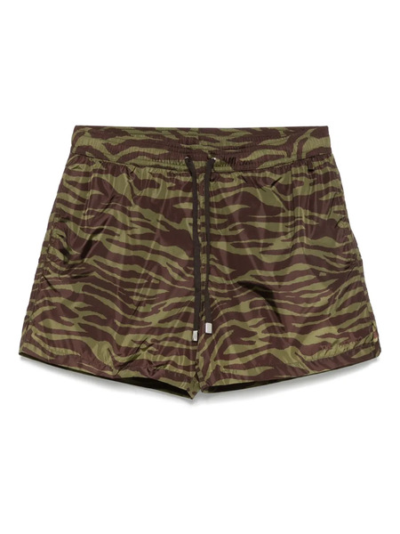  The Attico Zebra-print Swim Shorts - Green 