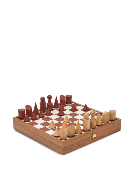 The Conran Shop Geometric Chess Pieces Milos Chess Board Game (40cmx40cm) - Brown 