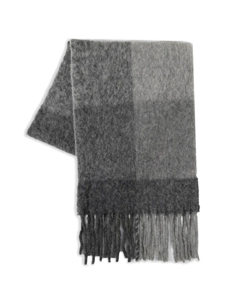  The Elder Statesman Check-pattern Fringed Scarf - Grey 
