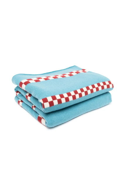  The Elder Statesman Speed-check Cashmere Blanket - C416 - Adriaticivorybrick 