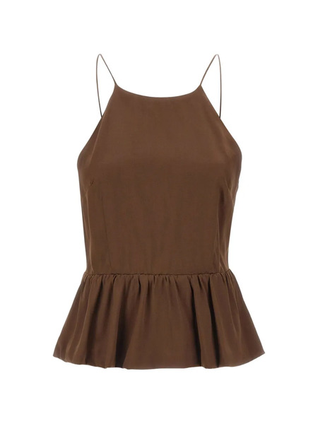 The Garment Cata Halterneck Peplum Top - Brown 