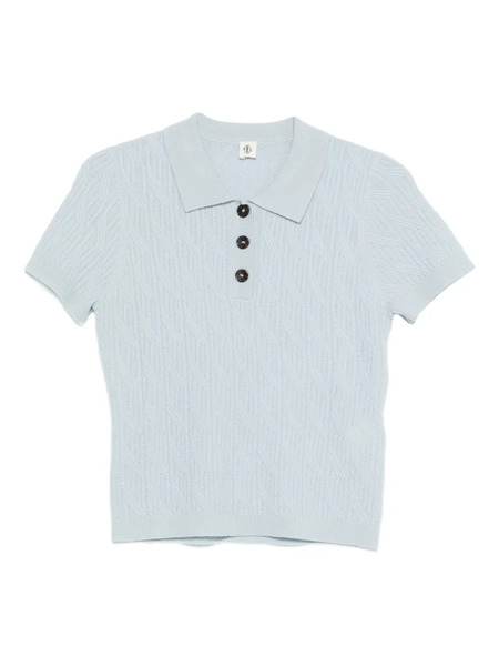  The Garment Como Cable Buttoned Polo Shirt - Blue 