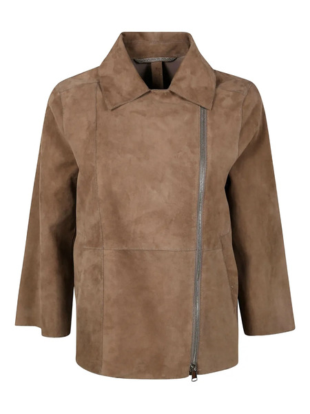  The Jackie Leathers Off-centre Zip Jacket - Brown 