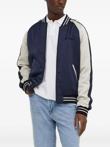  The Kooples Dragon-embroidered Satin Bomber Jacket - Blue 