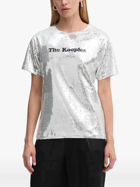  The Kooples Sequin-embellished Short-sleeve T-shirt - Silver 
