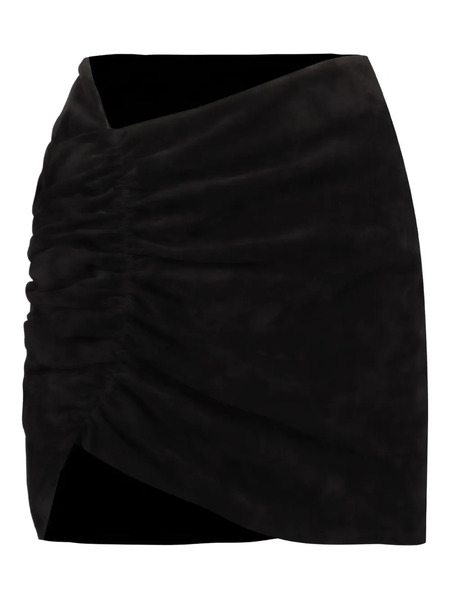  The Mannei Leather Short Draped Skirt - Black 