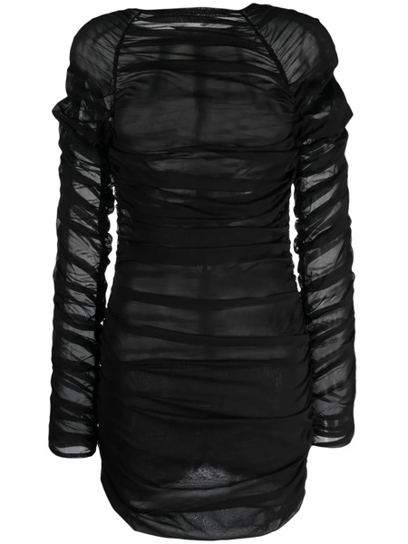  The Mannei Narikala Semi-sheer Ruched Minidress - Black 