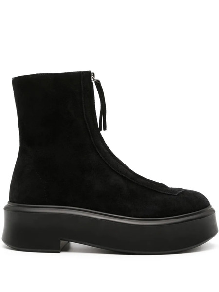  The Row Flatform Suede Ankle Boots - Black 