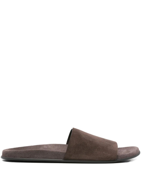  The Row Hugh Leather Slides - Brown 