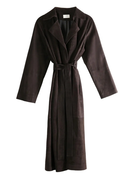  The Row Suede Coat - Brown 