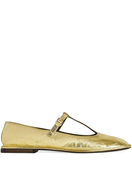  The Row T-strap Square-toe Ballet Flats - Gold 