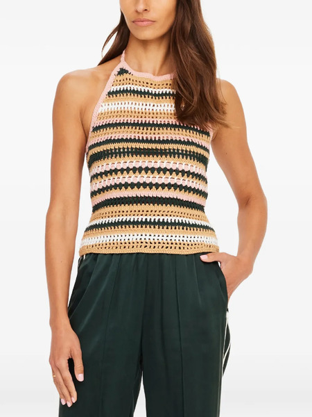  The Upside Bohemia Sal Crochet Striped Halter-neck Top - Neutrals 
