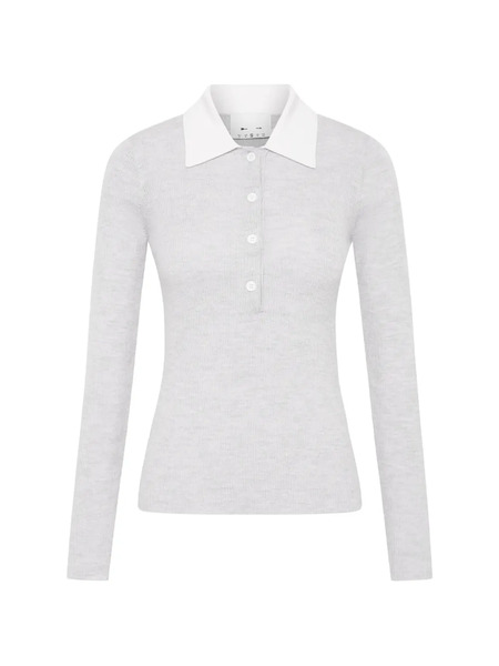  The Upside Faye Collared Knit Polo Top - Grey 