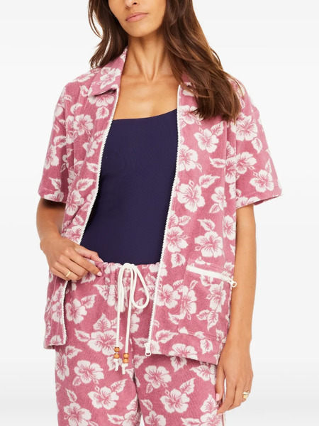  The Upside Lahaina Cabana Floral Zip Shirt - Pink 