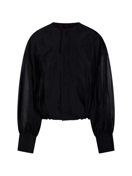  Thelatest Blouson-sleeve Top - Black 