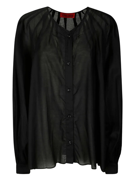 Thelatest Collarless Shirt - Black 