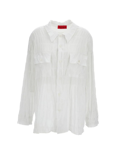  Thelatest Crinkled-effect Patch-pocket Shirt - White 
