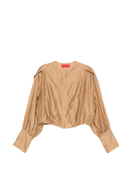  Thelatest Diana Collarless Shirt - Neutrals 