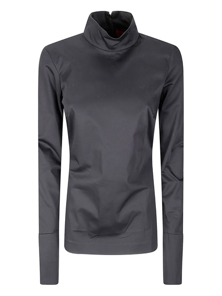  Thelatest High-neck Blouse - Black 