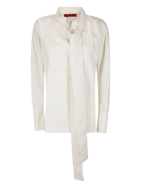  Thelatest Tie-neck Cotton Shirt - White 