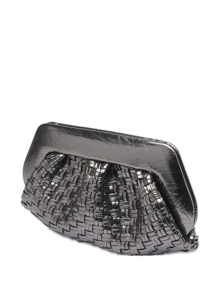  Themoirè Magnetic-closure Clutch Bag - Silver 