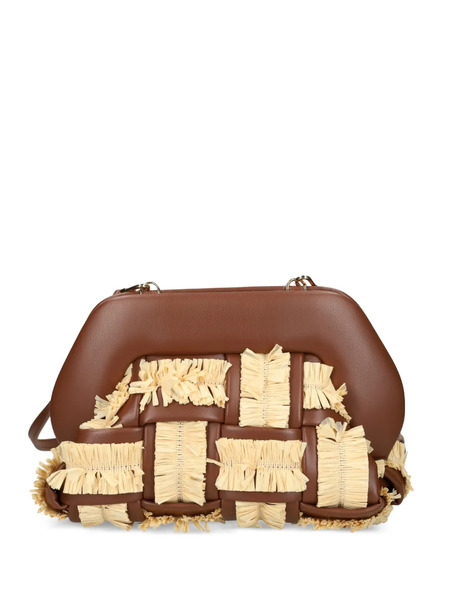  Themoirè Raffia Satchel Crossbody Bag - Brown 