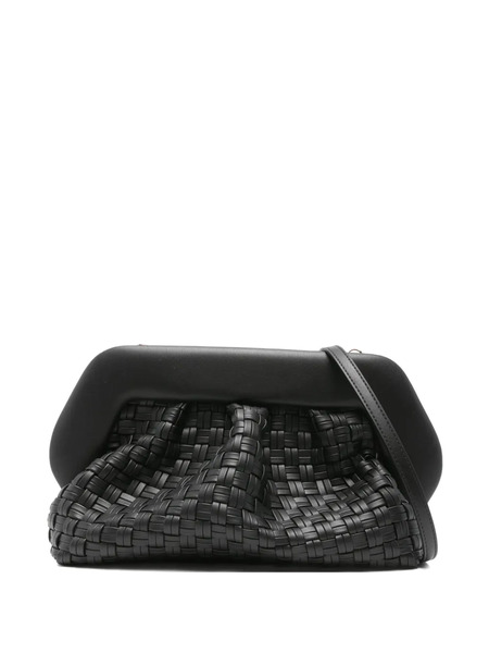 Themoirè Woven Detachable-strap Clutch Bag - Black 