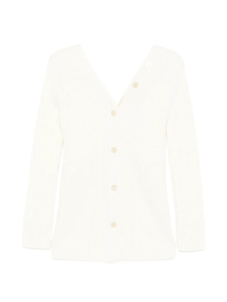  Theory Button-back V-neck Cardigan - Neutrals 