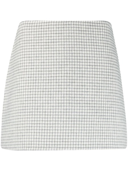  Theory Checked Wool Miniskirt - White 