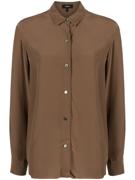  Theory Crepe De Chine Shirt - Brown 