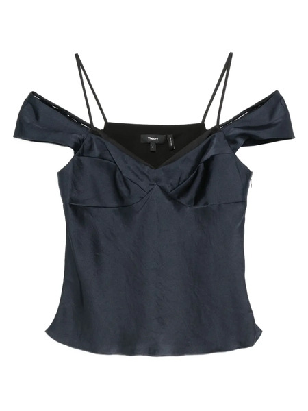  Theory Off-shoulder Satin Top - Blue 