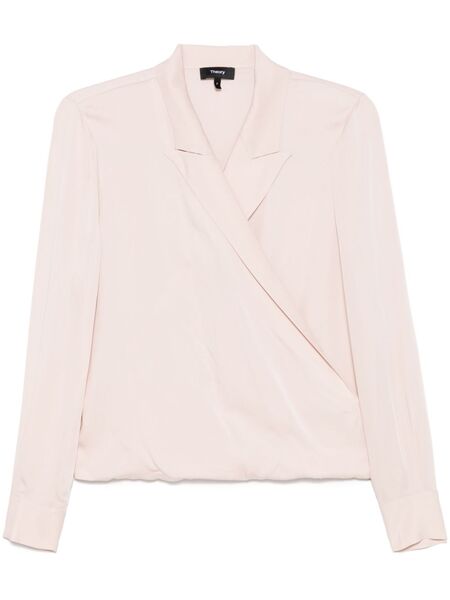  Theory Peak Lapel Wrap Blouse - Pink 