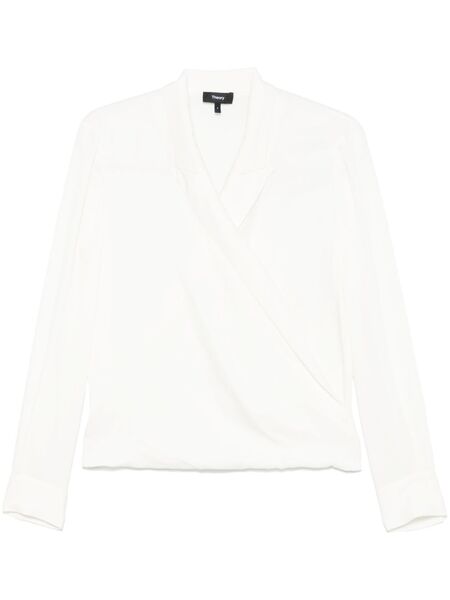  Theory Peak-lapels Wrap Blouse - White 