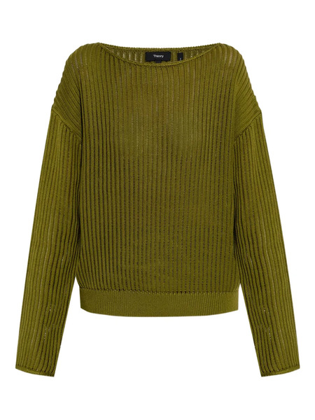  Theory Ribbed Pima Cotton Sweater - Green 