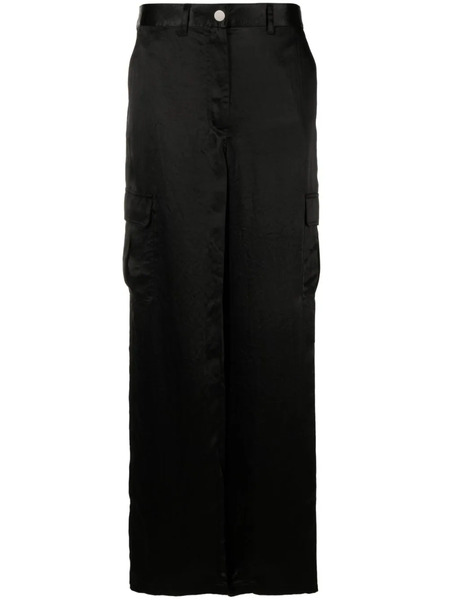  Theory Satin-finish Wide-leg Trousers - Black 