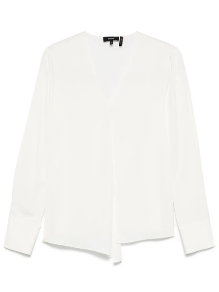  Theory Silk Georgette Blouse - White 
