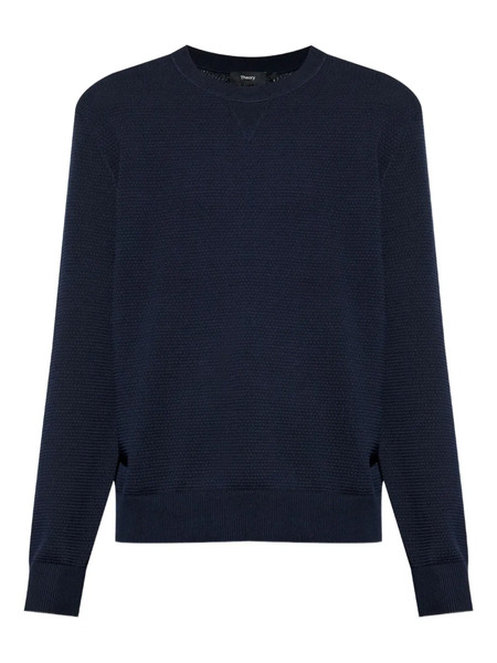  Theory Textured Crew-neck Jumper - Xhx Navy 