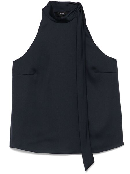  Theory Textured-satin Halter Top - Blue 