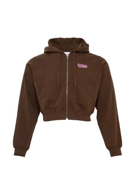  This Is Never That Logo Zip-up Hoodie - Brown 