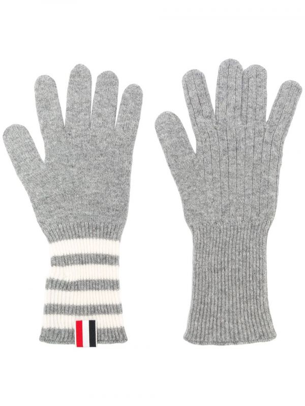  Thom Browne 4-bar Cashmere Gloves - Grey 