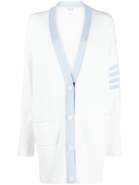  Thom Browne 4-bar Cotton Cardigan - White 