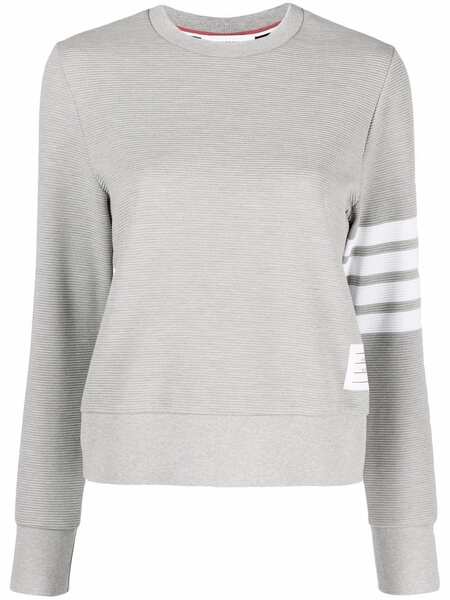  Thom Browne 4-bar Cotton Ribbed Sweatshirt - Grey 