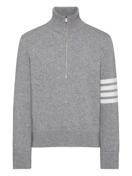  Thom Browne 4-bar Funnel-neck Wool Sweater - Grey 