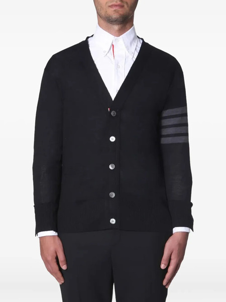  Thom Browne 4-bar Knitted Cardigan - Blue 