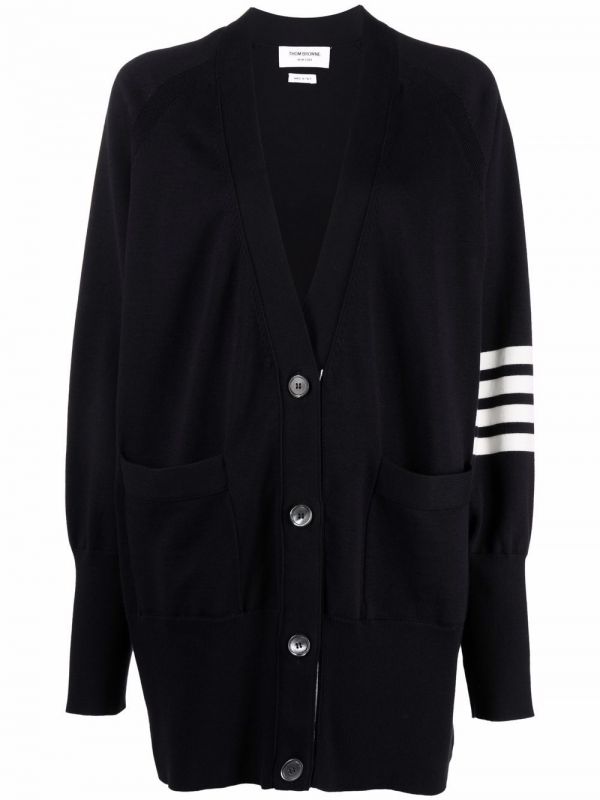  Thom Browne 4-bar Knitted Cardigan - Blue 