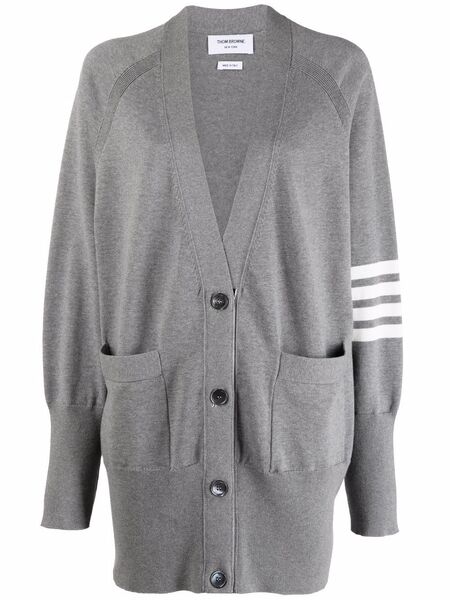  Thom Browne 4-bar Knitted Cardigan - Grey 