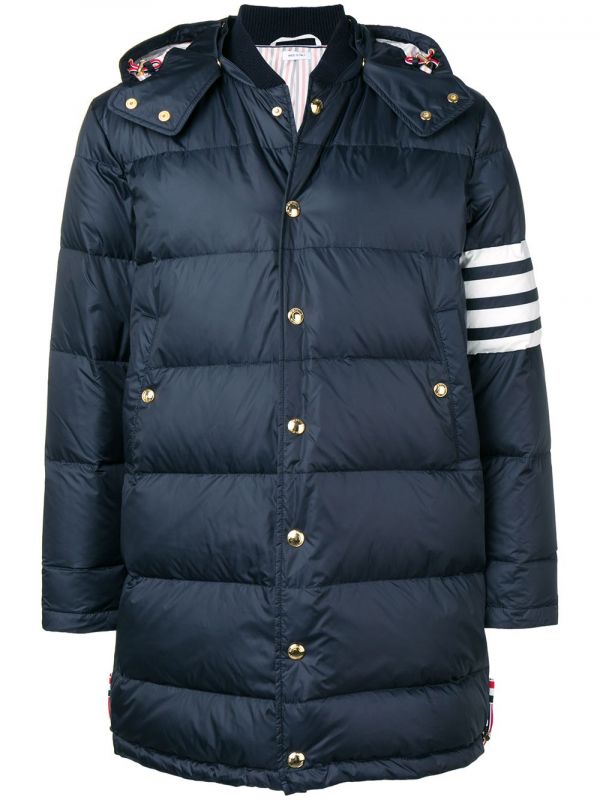  Thom Browne 4-bar Matte Nylon Coat - Blue 