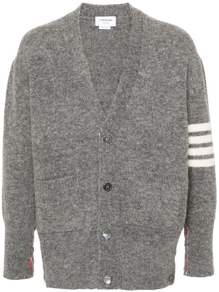  Thom Browne 4-bar Mélange Wool Cardigan - Grey 